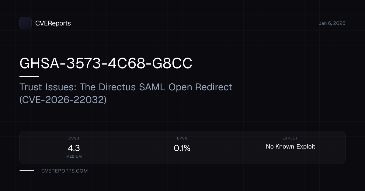 GHSA-3573-4C68-G8CC: Trust Issues: The Directus SAML Open Redirect (CVE ...
