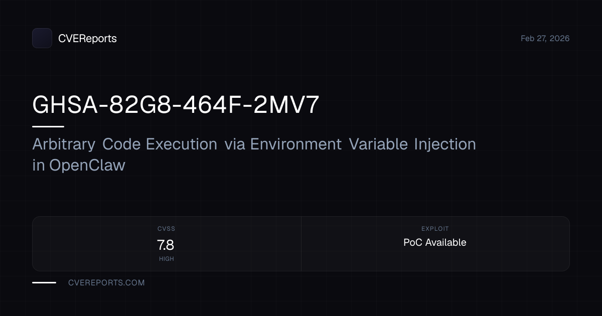 GHSA-82G8-464F-2MV7: Arbitrary Code Execution via Environment Variable ...