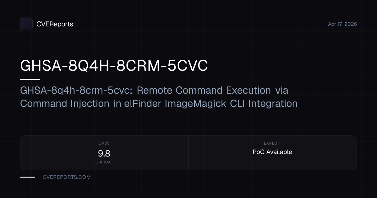 GHSA-8Q4H-8CRM-5CVC: GHSA-8q4h-8crm-5cvc: Remote Command Execution via ...