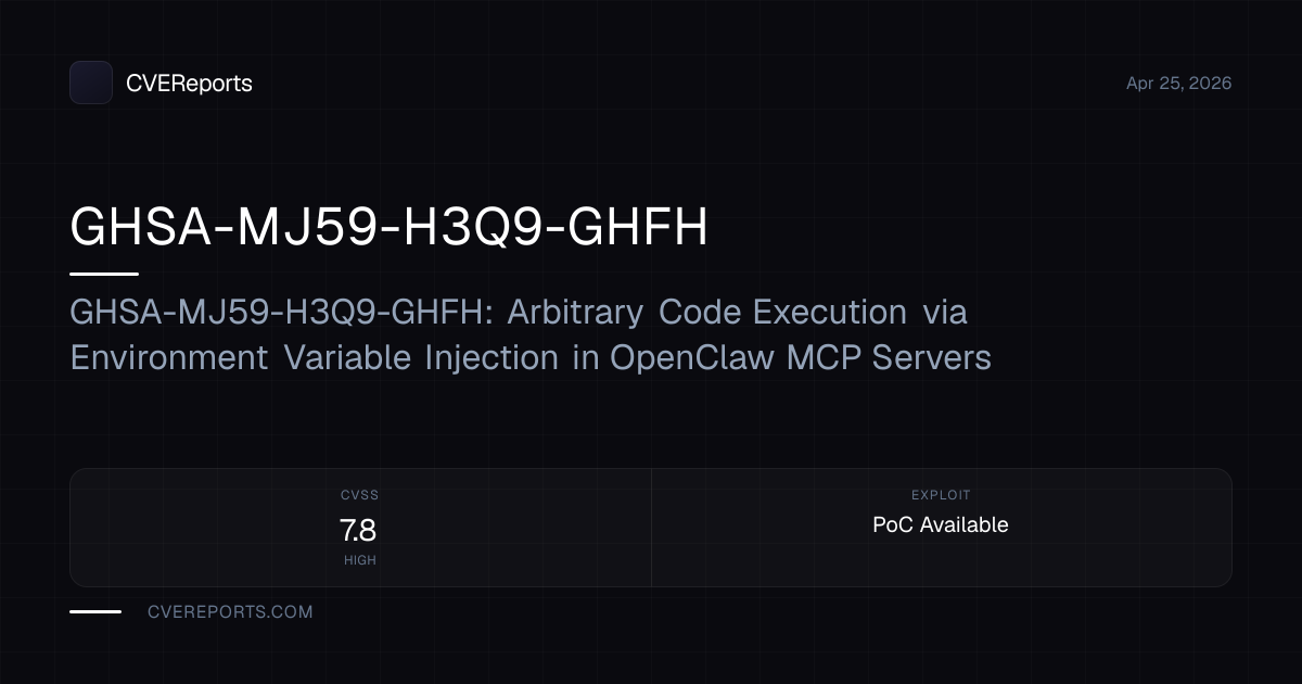 GHSA-MJ59-H3Q9-GHFH: GHSA-MJ59-H3Q9-GHFH: Arbitrary Code Execution via ...