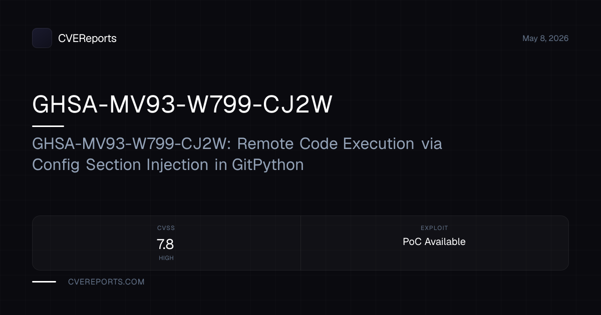 GHSA-MV93-W799-CJ2W: GHSA-MV93-W799-CJ2W: Remote Code Execution via ...