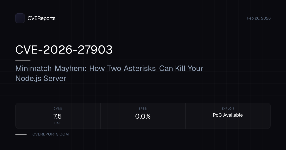 CVE-2026-27903: Minimatch Mayhem: How Two Asterisks Can Kill Your Node ...