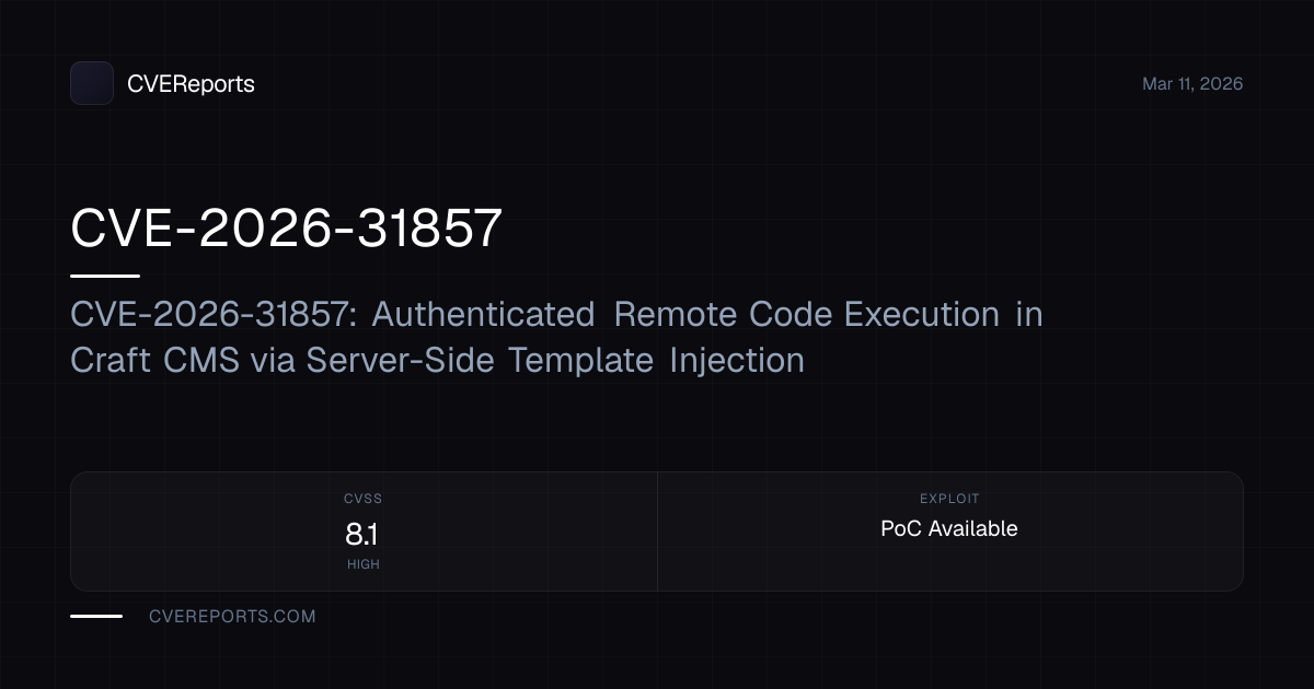 CVE-2026-31857: CVE-2026-31857: Authenticated Remote Code Execution in ...