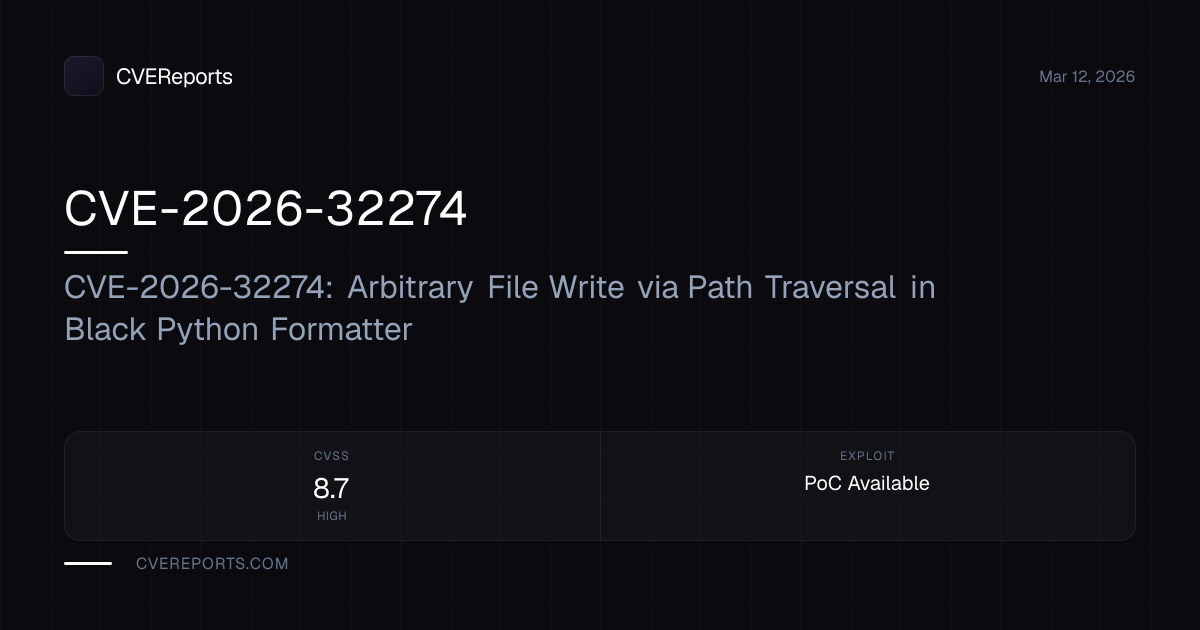 CVE-2026-32274: CVE-2026-32274: Arbitrary File Write via Path Traversal ...