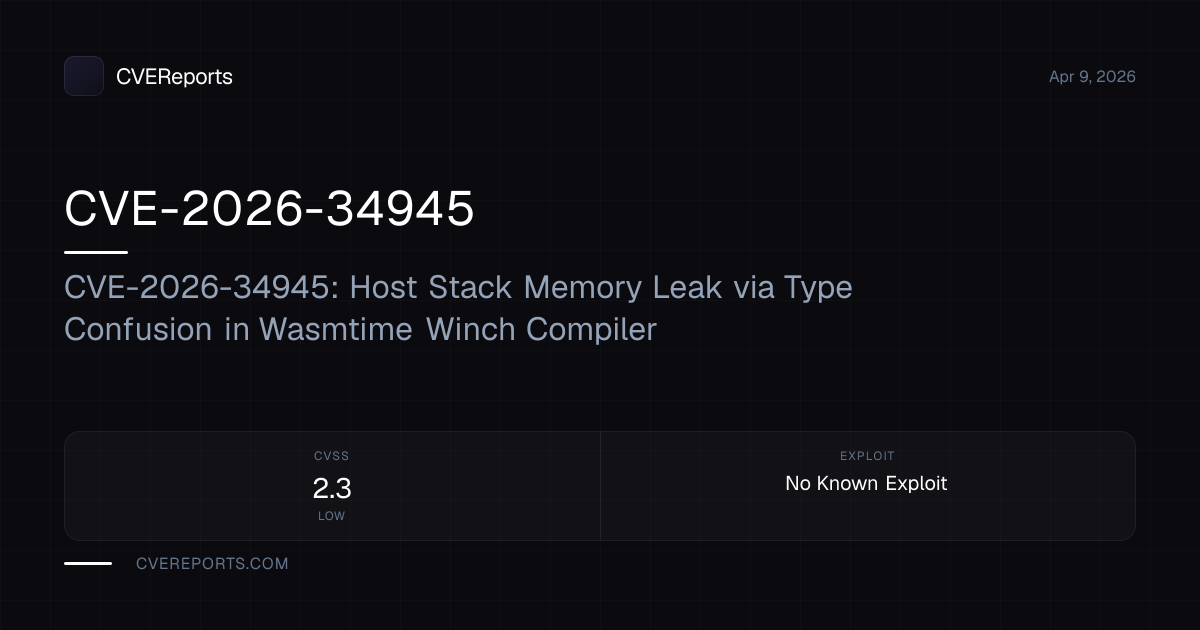 CVE-2026-34945: CVE-2026-34945: Host Stack Memory Leak via Type ...