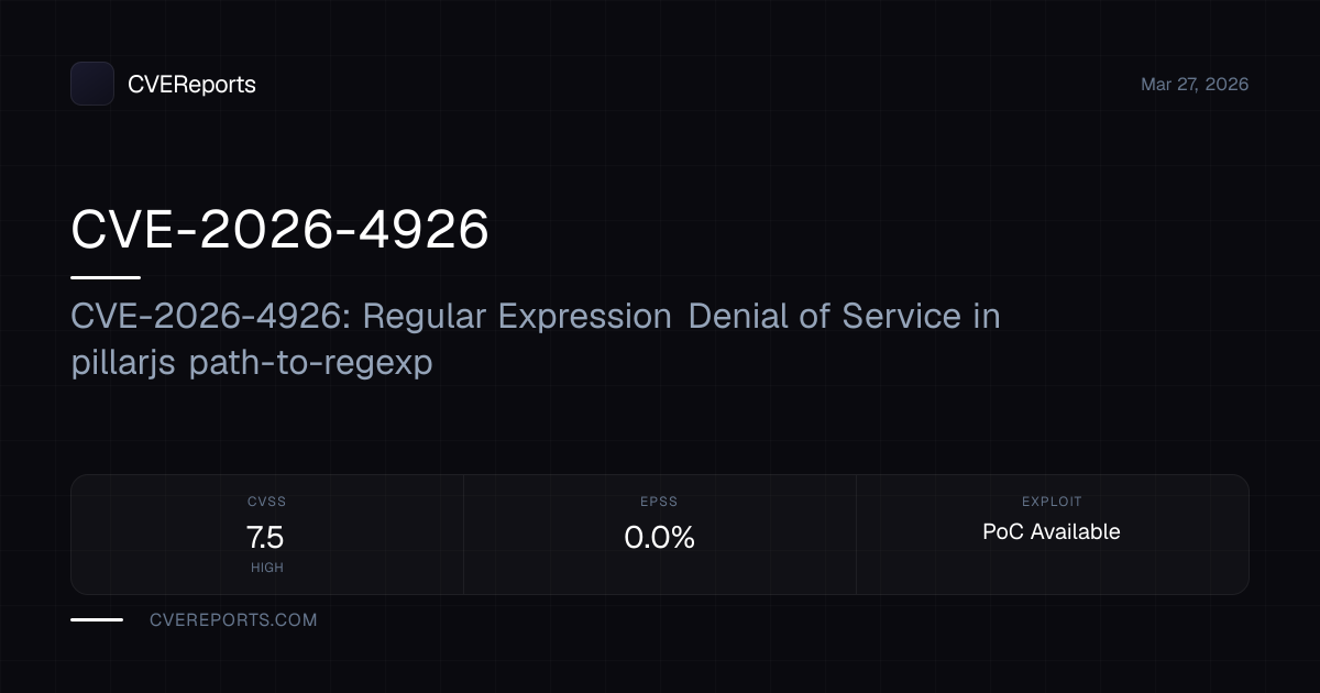 CVE-2026-4926: CVE-2026-4926: Regular Expression Denial of Service in ...