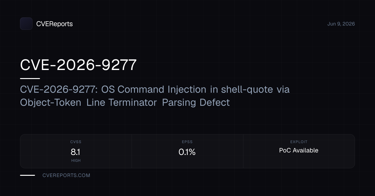CVE-2026-9277: CVE-2026-9277: OS Command Injection in shell-quote via ...