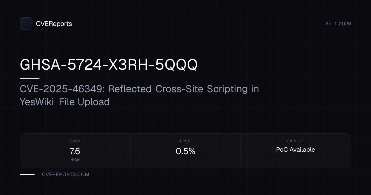 GHSA-5724-X3RH-5QQQ: CVE-2025-46349: Reflected Cross-Site Scripting in ...