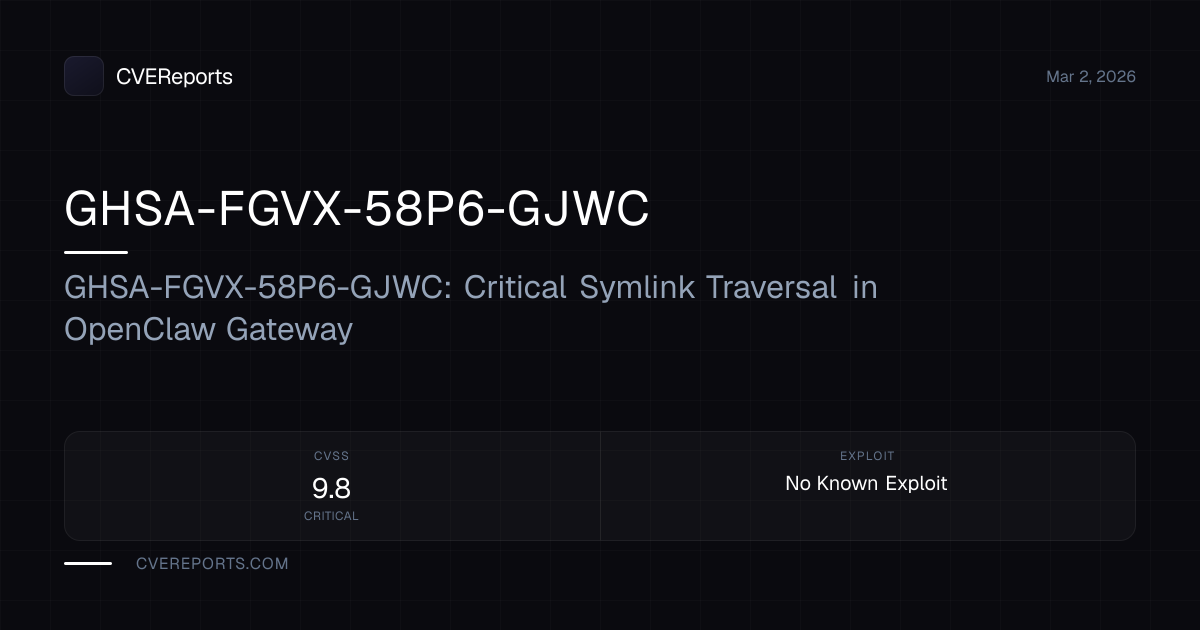 GHSA-FGVX-58P6-GJWC: GHSA-FGVX-58P6-GJWC: Critical Symlink Traversal in ...