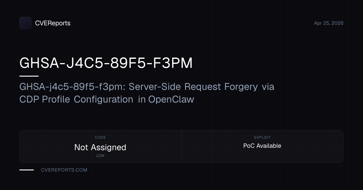 GHSA-J4C5-89F5-F3PM: GHSA-j4c5-89f5-f3pm: Server-Side Request Forgery ...